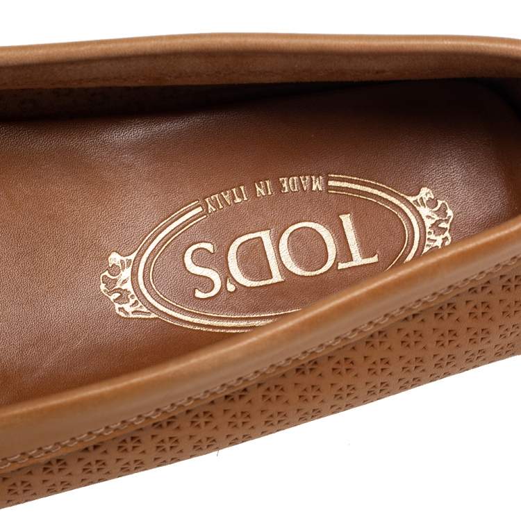 Pre Owned Tod's Tan Laser Cut Leather Penny Loafers Size 36.5