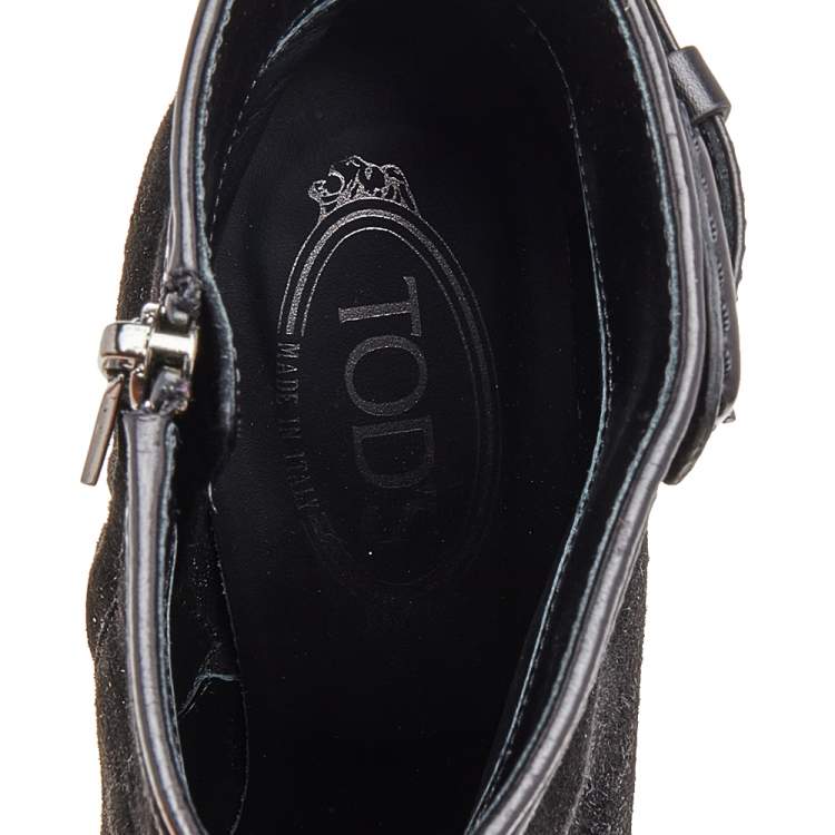 Pre Owned Tod's Black Suede Ankle Boots Size 39.5