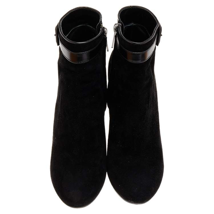 Pre Owned Tod's Black Suede Ankle Boots Size 39.5