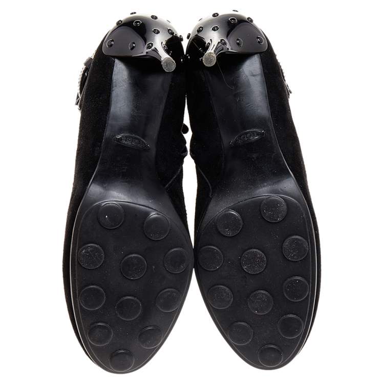 Pre Owned Tod's Black Suede Ankle Boots Size 39.5