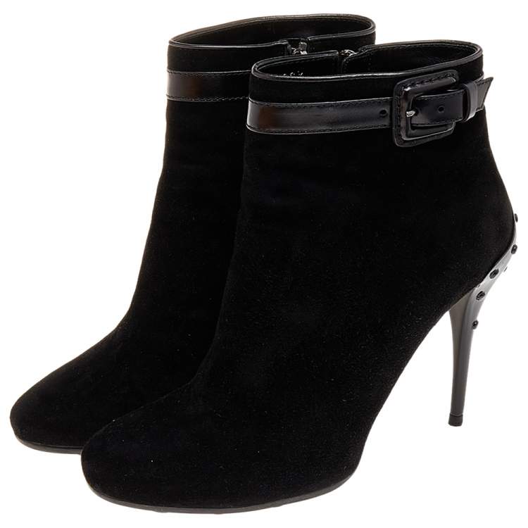 Pre Owned Tod's Black Suede Ankle Boots Size 39.5