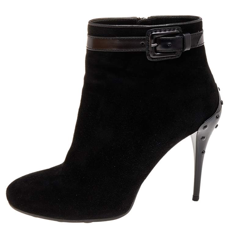 Pre Owned Tod's Black Suede Ankle Boots Size 39.5