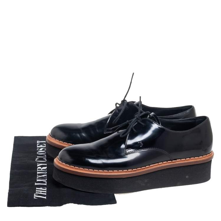 Pre Owned Tod's Black Patent Leather Platform Oxford Size 38
