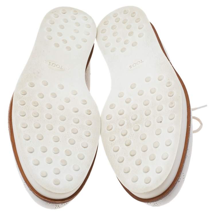 Pre Owned Tod's White Laser Cut Leather Lace Up Derby Size 37