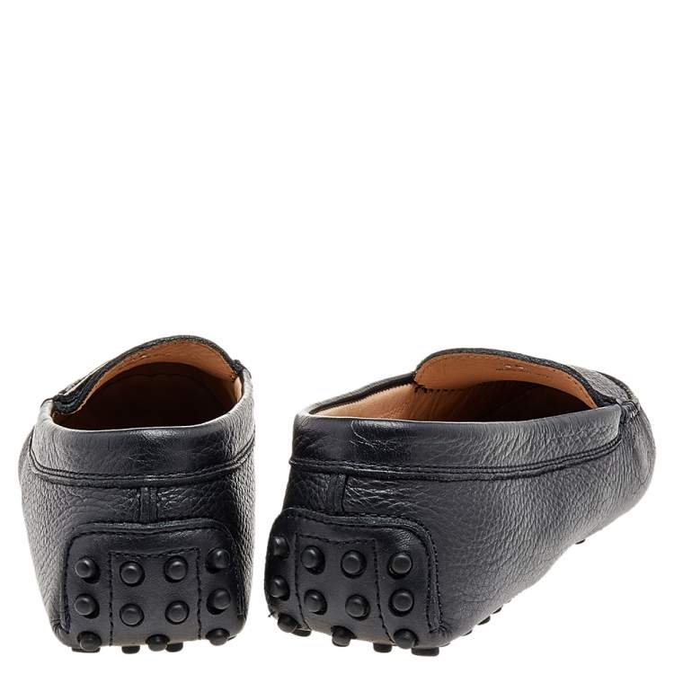 Pre Owned Tod's Black Leather Penny Slip On Loafers Size 36