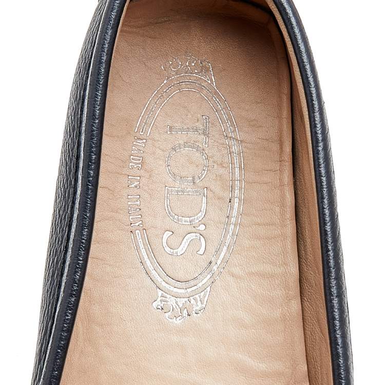 Pre Owned Tod's Black Leather Penny Slip On Loafers Size 36