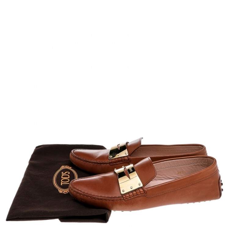 Pre Owned Tod's Brown Leather Penny Loafers Size 38.5