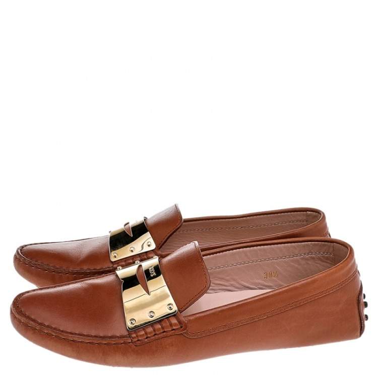 Pre Owned Tod's Brown Leather Penny Loafers Size 38.5
