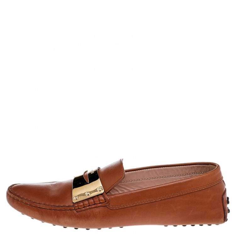 Pre Owned Tod's Brown Leather Penny Loafers Size 38.5