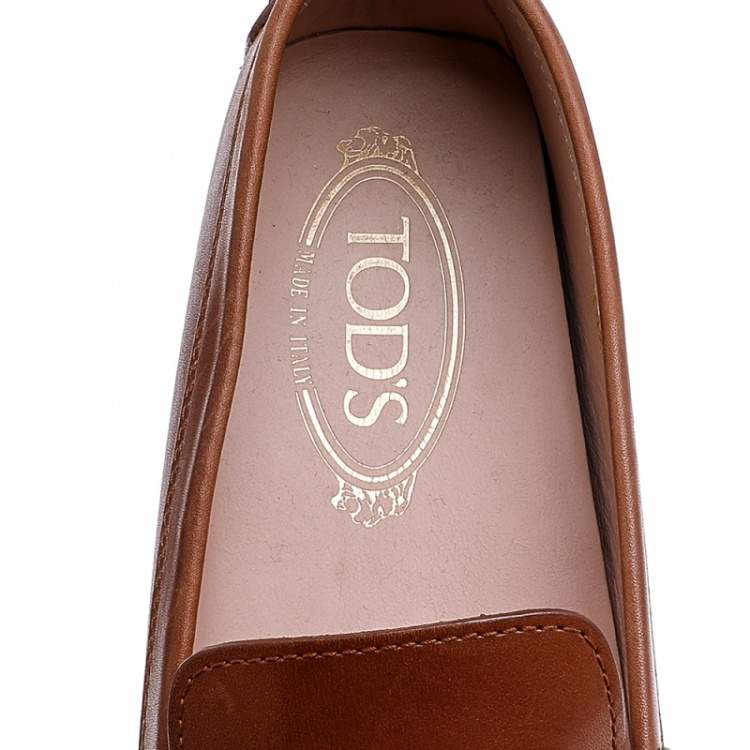 Pre Owned Tod's Brown Leather Penny Loafers Size 38.5