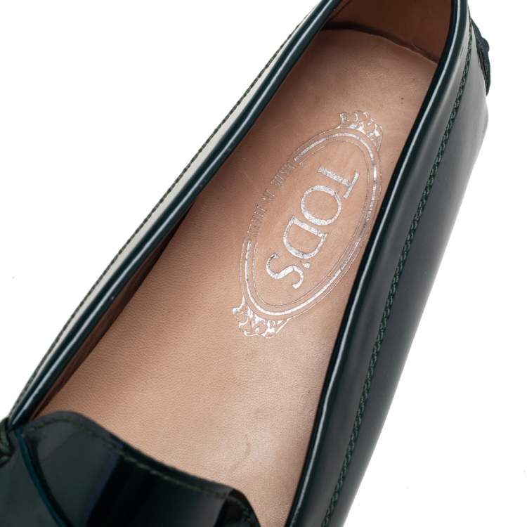 Pre Owned Tod's Green  Patent Leather Penny Loafers Size 39.5