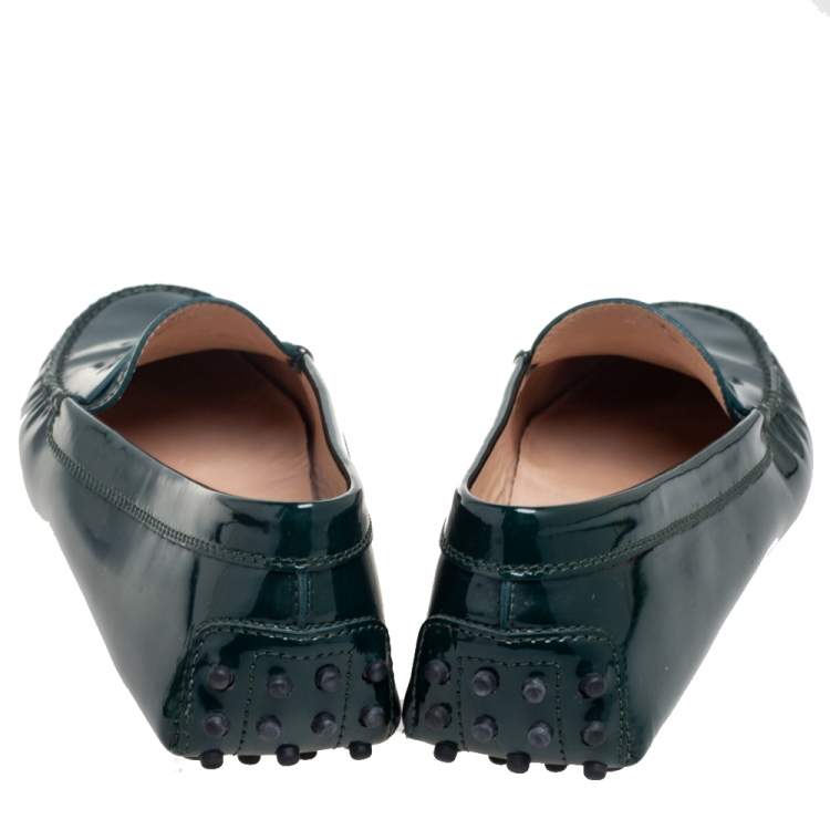 Pre Owned Tod's Green  Patent Leather Penny Loafers Size 39.5
