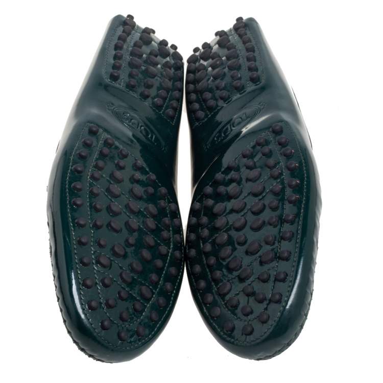 Pre Owned Tod's Green  Patent Leather Penny Loafers Size 39.5