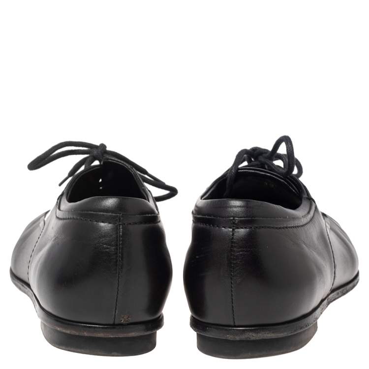 Pre Owned Tod’s Black Leather Lace Up Oxfords Size 39.5
