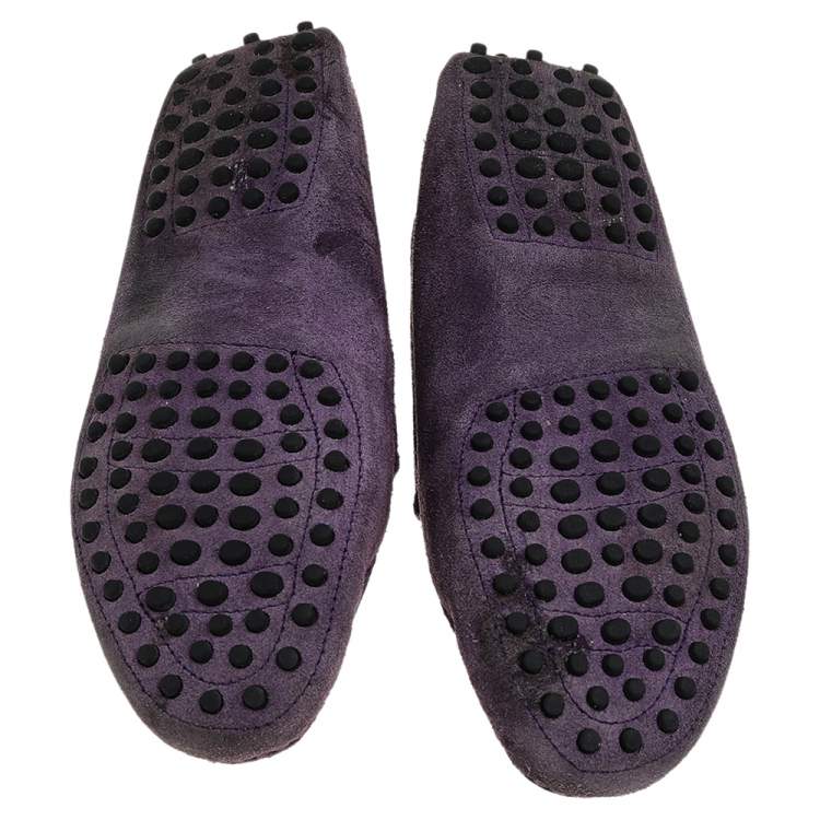 Pre Owned Tod's Purple Suede Penny Slip On Loafers Size 38.5