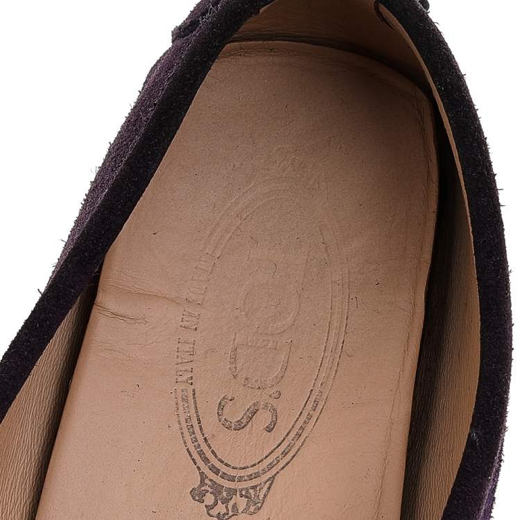 Pre Owned Tod's Purple Suede Penny Slip On Loafers Size 38.5