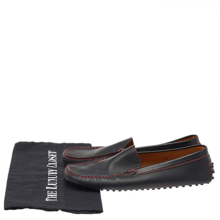 Pre Owned Tod's For Ferrari Black Leather Slip On Loafers Size 38