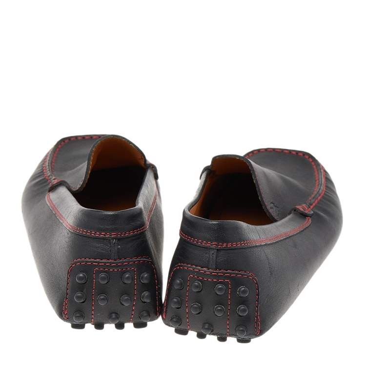 Pre Owned Tod's For Ferrari Black Leather Slip On Loafers Size 38