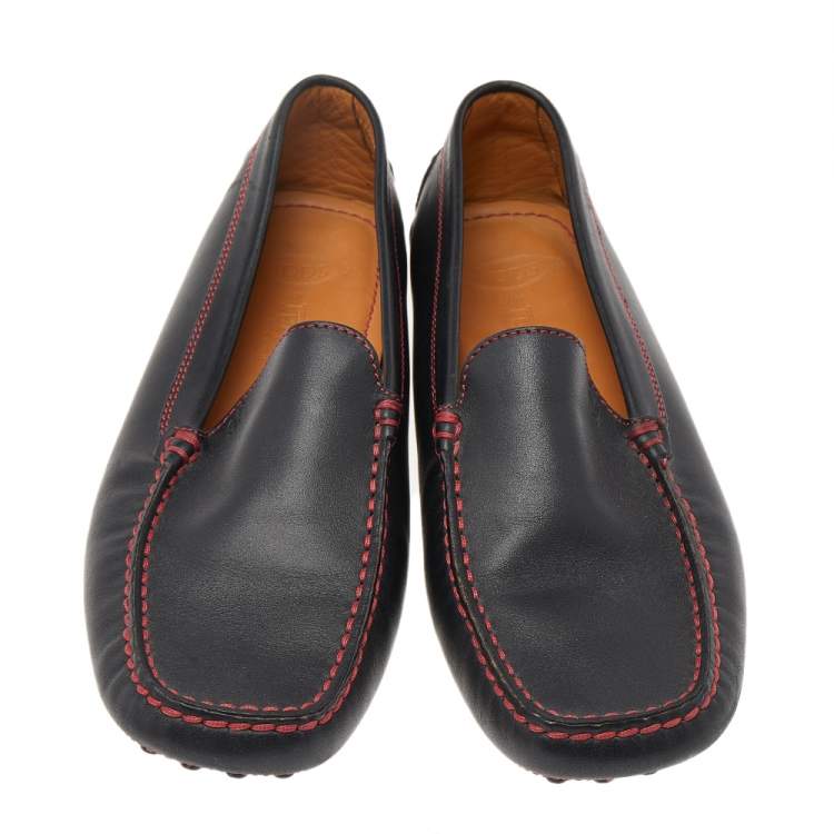 Pre Owned Tod's For Ferrari Black Leather Slip On Loafers Size 38