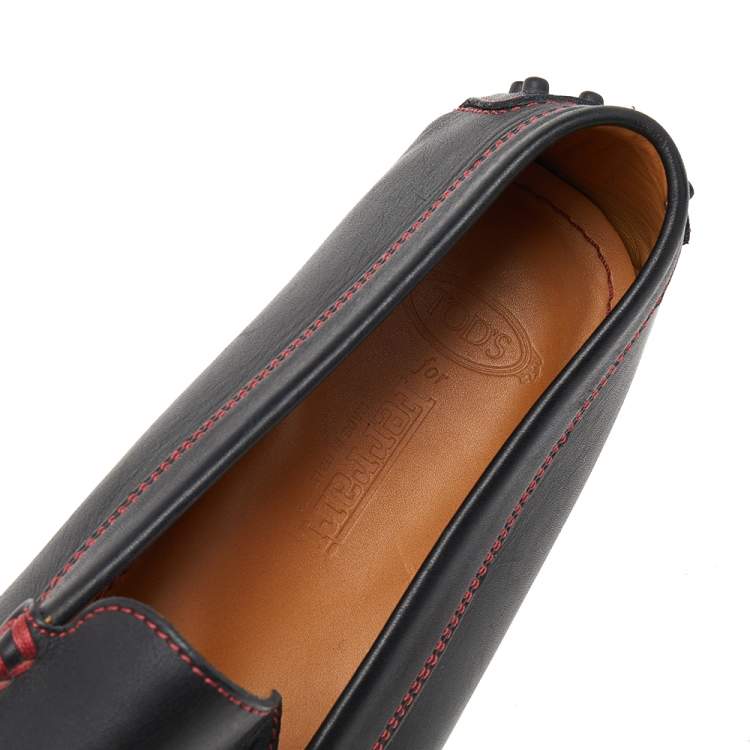 Pre Owned Tod's For Ferrari Black Leather Slip On Loafers Size 38