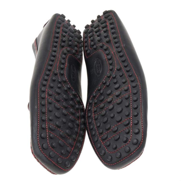 Pre Owned Tod's For Ferrari Black Leather Slip On Loafers Size 38