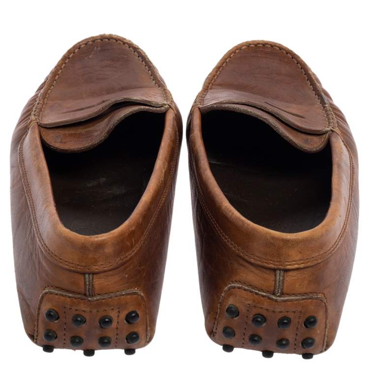 Pre Owned Tod's Brown Leather Penny Loafers Size 38.5