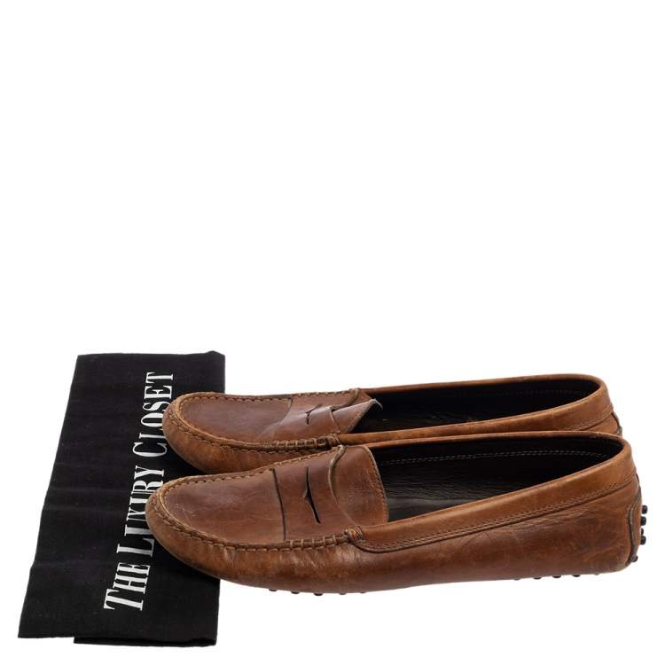 Pre Owned Tod's Brown Leather Penny Loafers Size 38.5