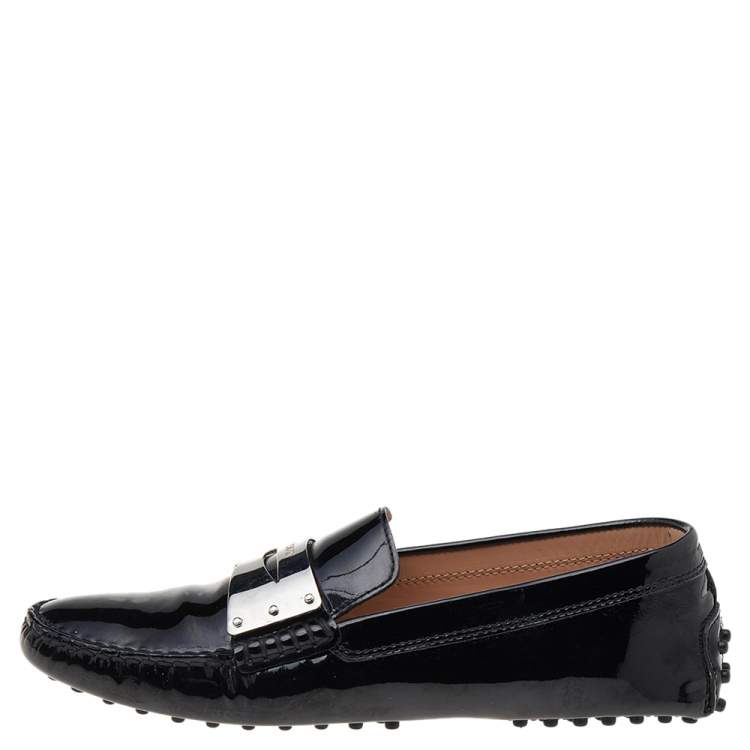 Pre Owned Tod's Black Patent Leather Slip on Loafers Size 37.5