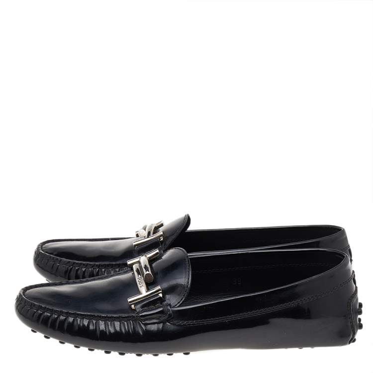 Pre Owned Tod's Black Patent Leather Slip on Loafers Size 39