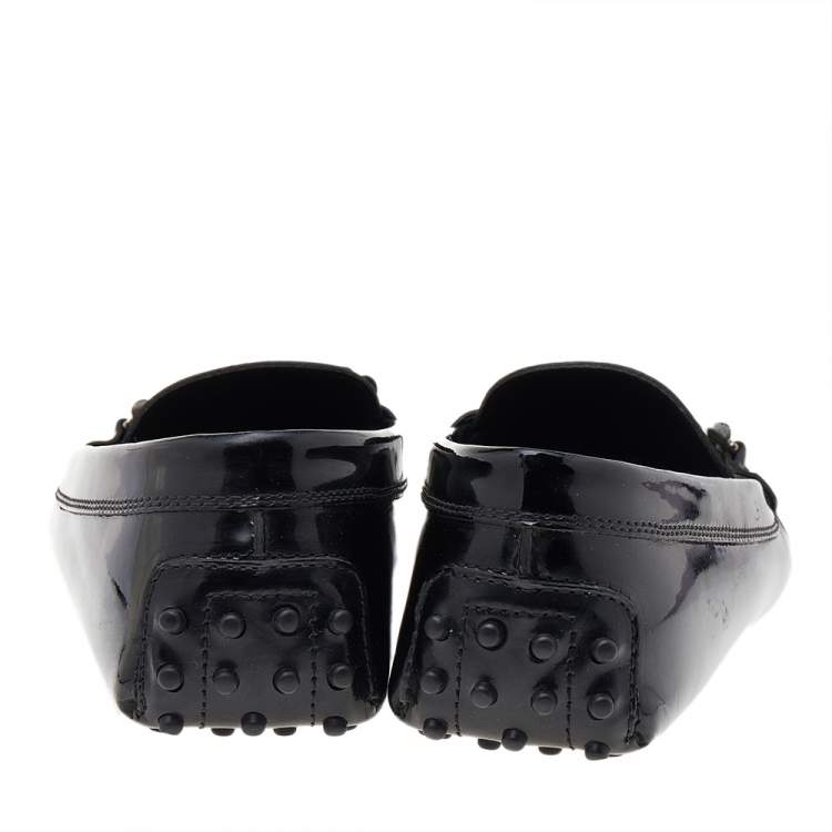 Pre Owned Tod's Black Patent Leather Slip on Loafers Size 39