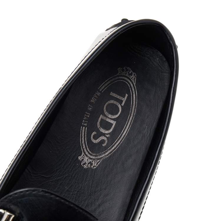 Pre Owned Tod's Black Patent Leather Slip on Loafers Size 39
