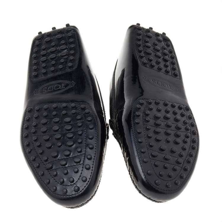 Pre Owned Tod's Black Patent Leather Slip on Loafers Size 39