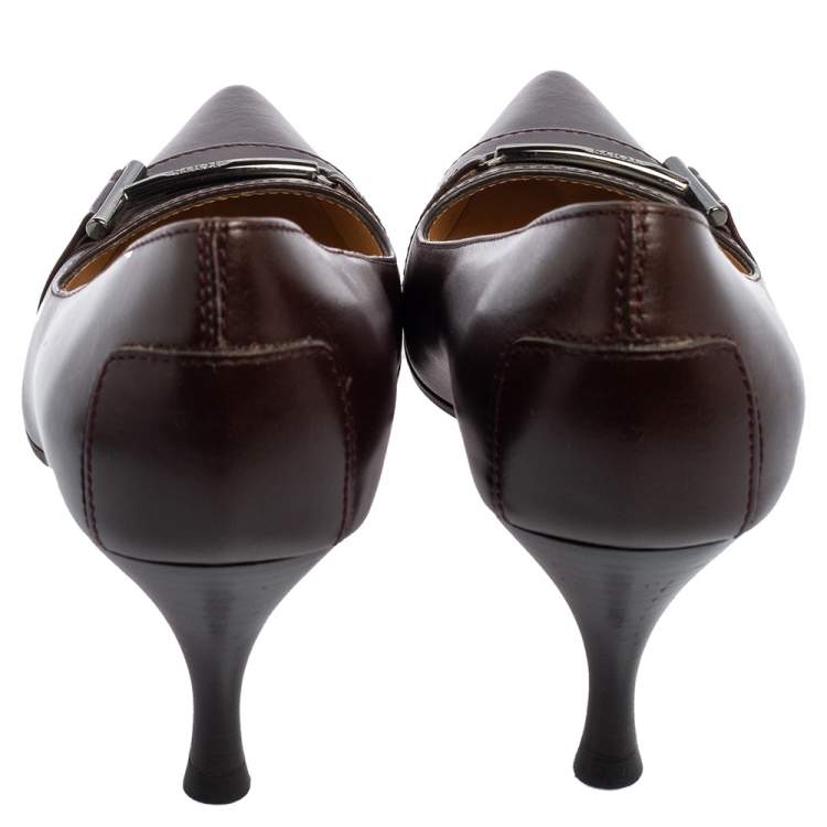 Pre Owned Tod's Brown Patent Leather Pointed Toe Pumps Size 36.5 