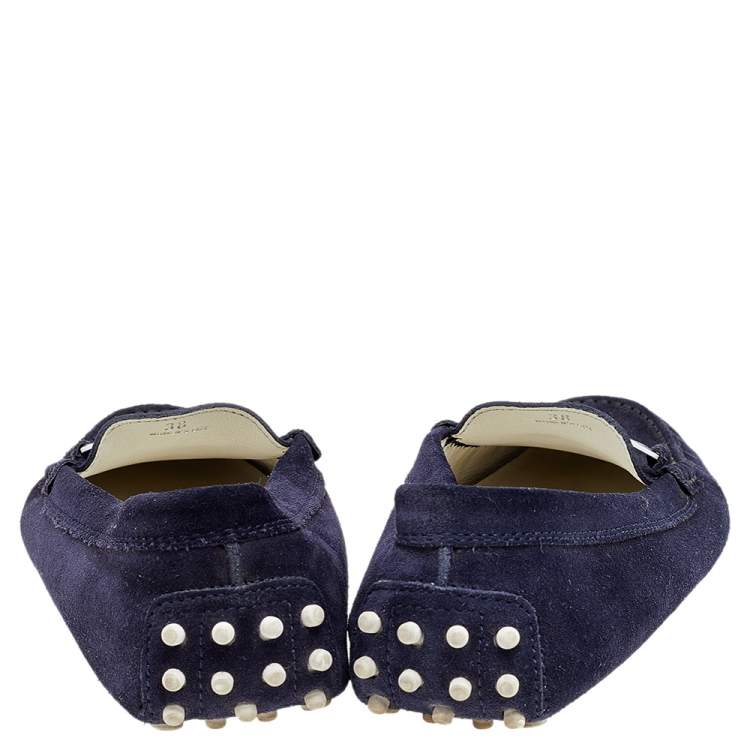 مملوكة مسبقًا Tod's Navy Blue Suede Slip On Loafers Size 38