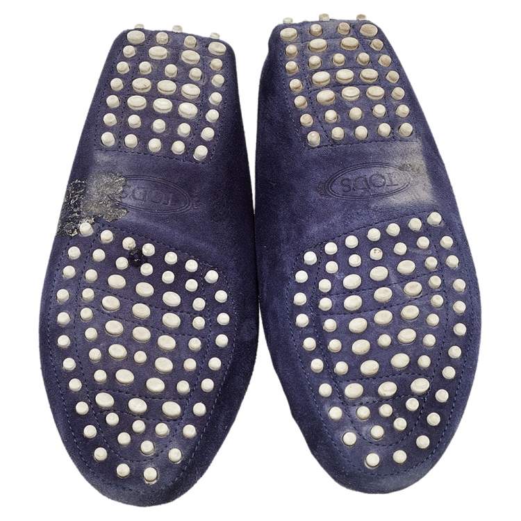 مملوكة مسبقًا Tod's Navy Blue Suede Slip On Loafers Size 38