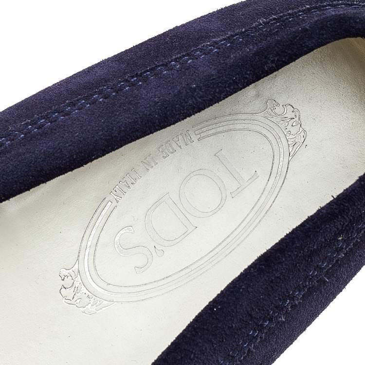 مملوكة مسبقًا Tod's Navy Blue Suede Slip On Loafers Size 38