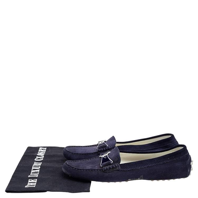 مملوكة مسبقًا Tod's Navy Blue Suede Slip On Loafers Size 38