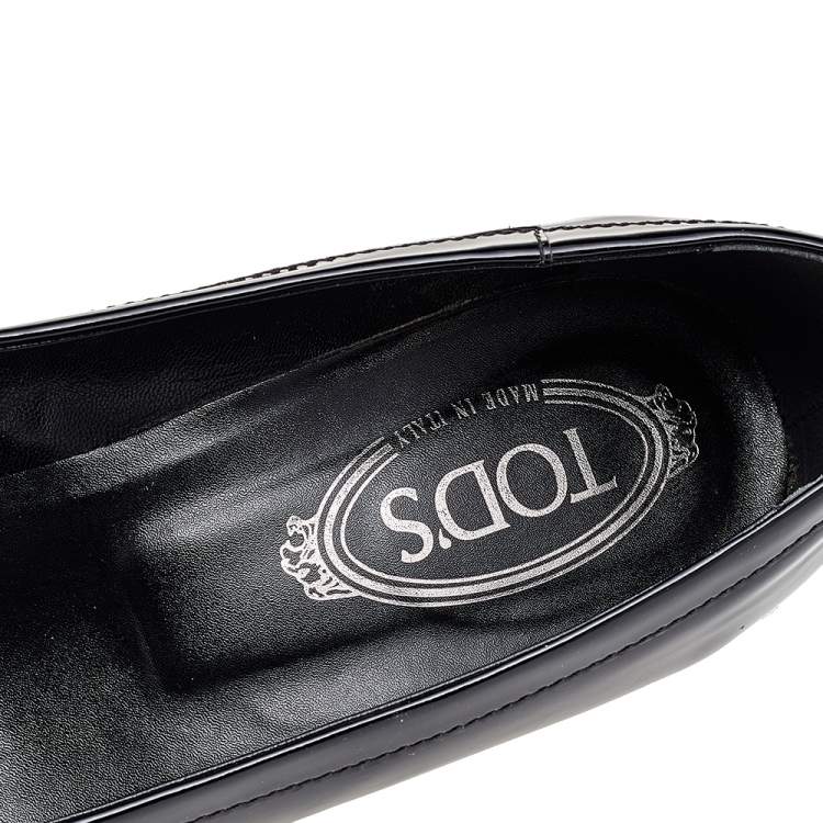 Pre Owned Tod's Black Patent Leather Fringe Square Toe Pumps Size 40