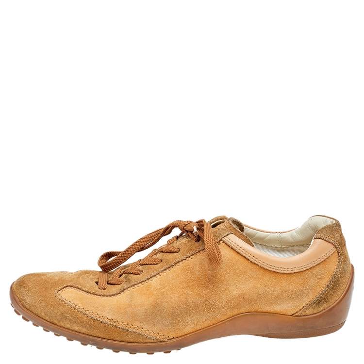 Pre Owned Tod's Brown Suede Low Top Sneakers Size 37.5