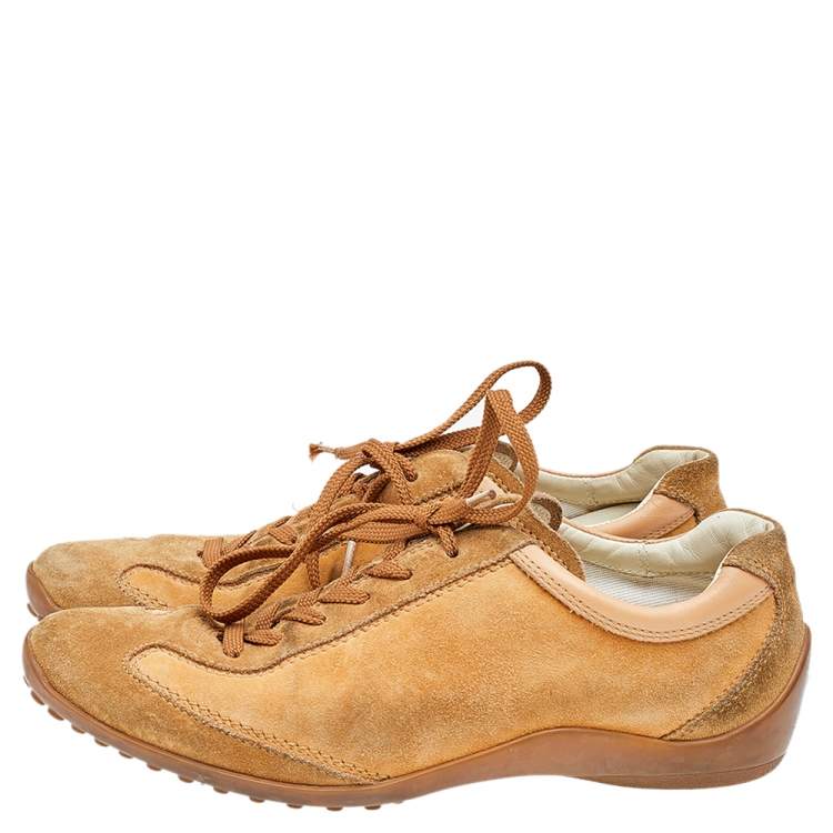 Pre Owned Tod's Brown Suede Low Top Sneakers Size 37.5