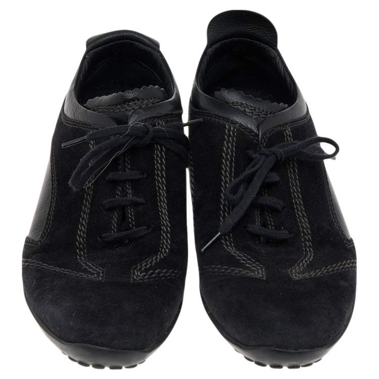 Pre Owned Tod's Black Suede Low Top Sneakers Size 37