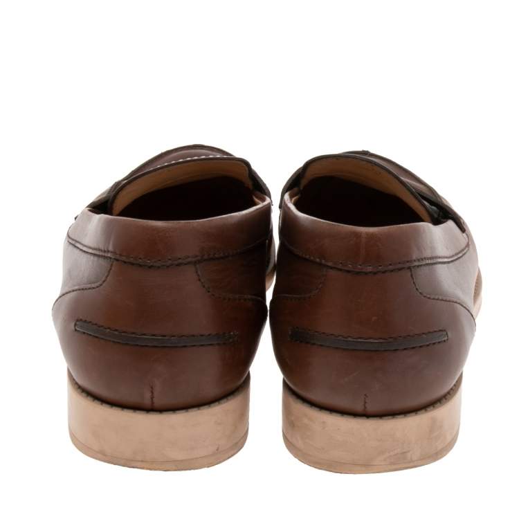 Pre Owned Tod's Brown Leather Penny Loafers Size 39 