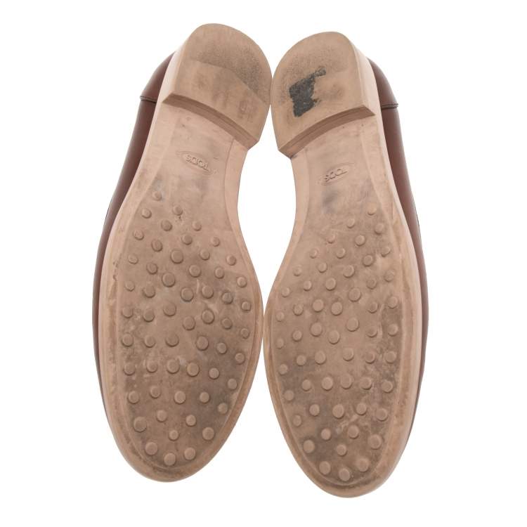 Pre Owned Tod's Brown Leather Penny Loafers Size 39 