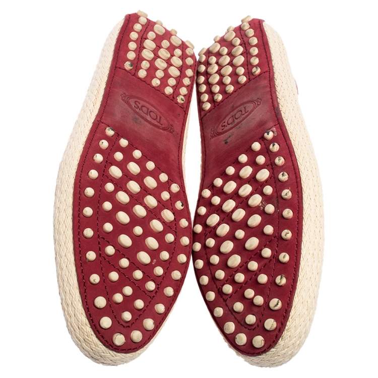مملوكة مسبقًا Tod's Rosewood Nubuck Leather Gommino Pantofola Flat Espadrilles Size 36.5