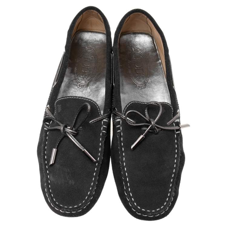 Pre Owned Tod's Black Suede Gommino Driver Loafers Size 40.5