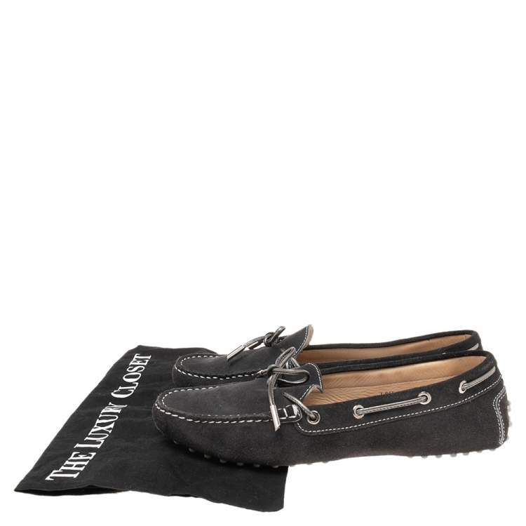 Pre Owned Tod's Black Suede Gommino Driver Loafers Size 40.5
