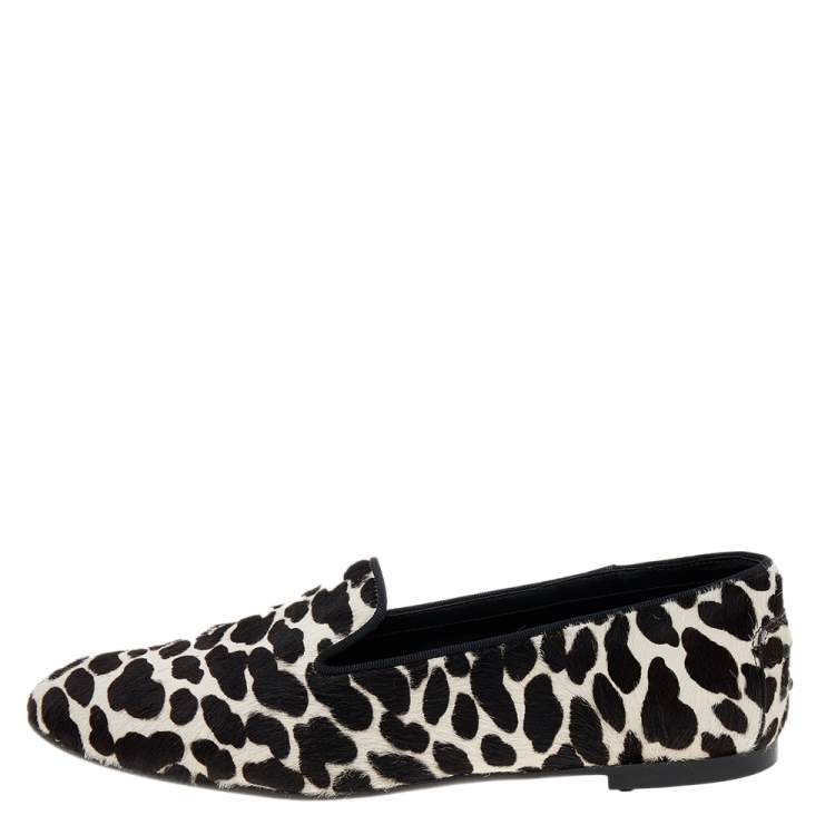 white leopard slippers