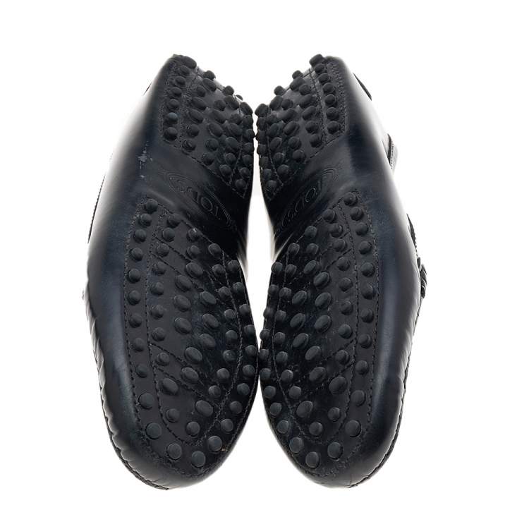 Pre Owned  Tod's Black Leather Horsebit Loafers Size 37.5