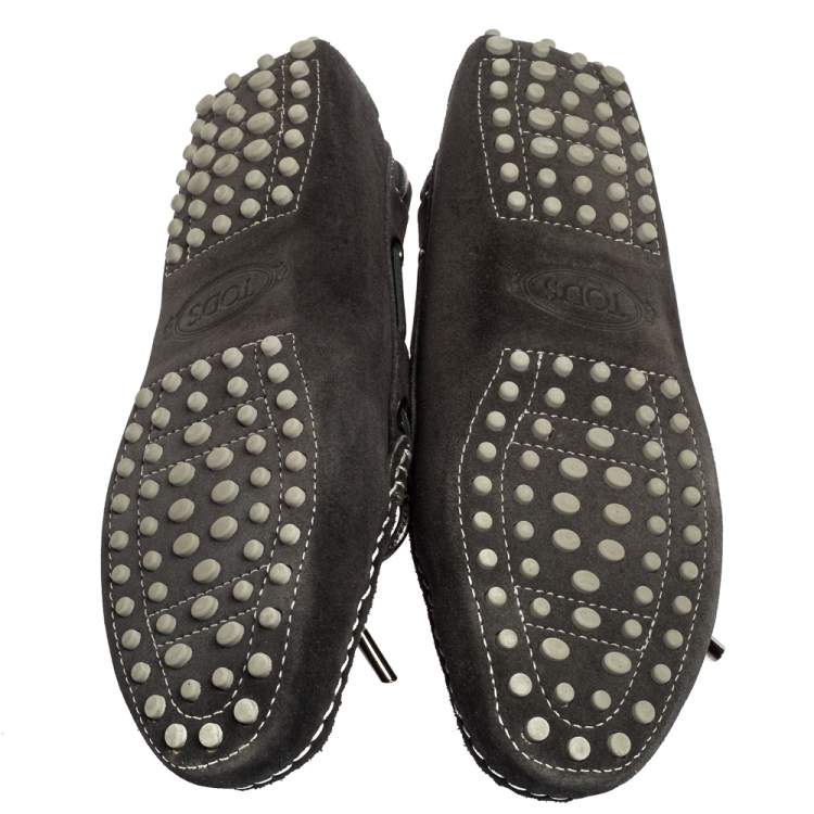 Pre Owned Tod's Black Suede Gommino Driver Loafers Size 38