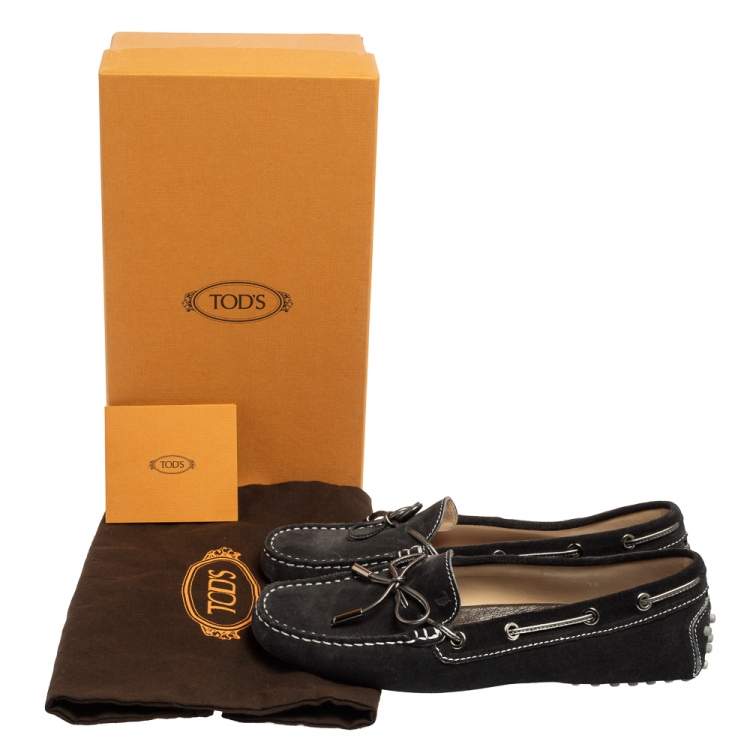 Pre Owned Tod's Black Suede Gommino Driver Loafers Size 38
